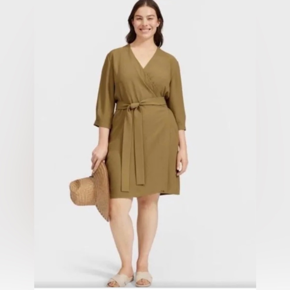 Everlane Japanese GoWeave Mini Wrap Dress Green Size 14